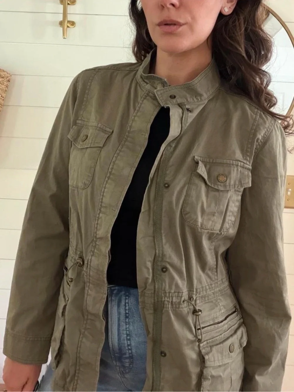 L.L.Bean khaki cotton utility jacket in a classic field-jacket style.